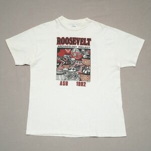 Vintage 90's 1992 ASU Roosevelt Archaeology Project Ceramics Print Art T Shirt L